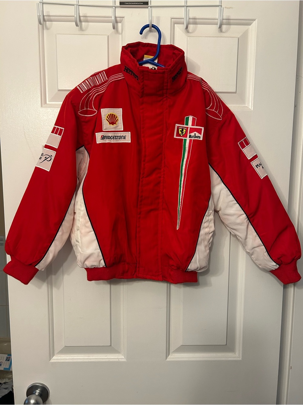 Vintage Ferrari Red & White Kids Racing Jacket